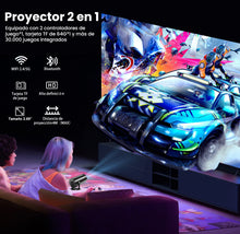 Cargar imagen en el visor de la galería, Proyector 4k Con Consola De Juegos más 5000 juegos y dos controles Inalámbrico 64g Hdmi y app TV 2.4g MOD X10
