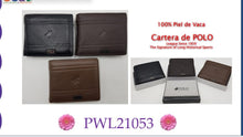 Cargar imagen en el visor de la galería, Cartera de cuero, piel para caballero, modelo polo