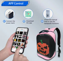 Cargar imagen en el visor de la galería, Mochila con led Pantalla LED 3,0 impermeable, Versión Bluetooth, pantalla LED inteligente, publicidad dinámica, mochila, Control de teléfono móvi MOD T-3