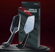 Cargar imagen en el visor de la galería, Espejo, retrovisor universal deportivo, moderno adaptador B-10mm color negro MOD RS-ESP-7003