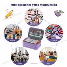 Cargar imagen en el visor de la galería, Estuche portátil de gran capacidad para bolígrafos, portalápices con bolsillo con cremallera, suministros escolares, papelería, 4 capas, 72 bolígrafos MOD 1042