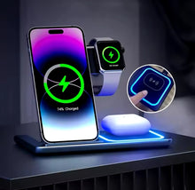 Cargar imagen en el visor de la galería, Cargador inalámbrico rápido LED de 30W, estación de carga plegable 3 en 1 para iPhone 16, 15, 14, 13, 12, 11, Apple Watch 9, 8, 7, 6, 5, Airpods Pro/3 MOD CHARGER 3