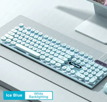 Cargar imagen en el visor de la galería, TK950 Teclado mecánico RGB RETROinalámbrico para máquina de escribir Punk, teclado ergonómico inalámbrico de modo Triple para oficina de juegos 5,0/2,4G/con cable