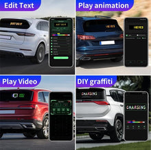 Cargar imagen en el visor de la galería, Panel de píxeles de matriz LED para coche, iluminación RGB DIY, tablero de texto en desplazamiento de Graffiti, pantalla publicitaria para parabrisas, Control por aplicación Bluetooth 18 cm largo 7 cm ancho MOD LU7396