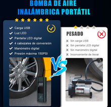 Cargar imagen en el visor de la galería, Compresor de aire eléctrico portátil para bicicleta y motocicleta, bomba inflable de neumáticos inalámbrica, USB tipo C, batería de 4000mAh, 150psi MOD HOG.95