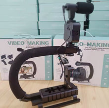 Cargar imagen en el visor de la galería, Kit estabilizador de soporte de Vlog de mano Universal para fotografía y Video, luz LED, micrófono, obturador remoto, cámara de teléfono, grabación de Video AY-49U MOD BBG-60368