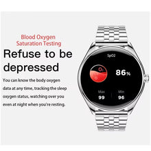 Cargar imagen en el visor de la galería, Reloj inteligente MT55 para hombre y mujer, pulsera con Pantalla AMOLED HD, control del ritmo cardíaco y de la presión sanguínea, llamadas, Bluetooth, NFC, MOD MT55