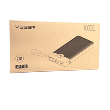 Cargar imagen en el visor de la galería, Pila emergencia turbo VEGER 10000mAh, 20W, 2 Saídas USB + 1 Saída/Entrada USB-C, Preto - PRO CARGA ULTRA RÁPIDA no se calienta alta calidad entradas c ligthing v8