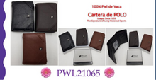 Cargar imagen en el visor de la galería, Cartera de cuero, piel para caballero, modelo polo