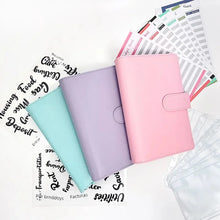 Cargar imagen en el visor de la galería, Organizador de ahorro de dinero A6, carpeta de presupuesto de cuero PU, cuaderno