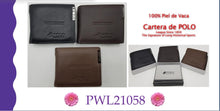Cargar imagen en el visor de la galería, Cartera de cuero, piel para caballero, modelo polo