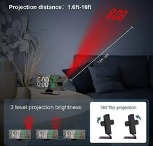 Cargar imagen en el visor de la galería, Reloj despertador Digital LED, proyector de proyección, reloj de techo con pantalla de temperatura y tiempo, reloj despertador con retroiluminación para el hogar MOD BBG-600092