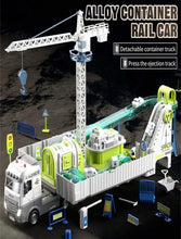 Cargar imagen en el visor de la galería, Camión Contenedor Grande Para Niños Con Pista De Transformación De Rompecabezas, Juguete Para Vehículo De Pista Espacial De Camión Grande Con Grúa De Vehículo De Ingeniería SPACE JD605D