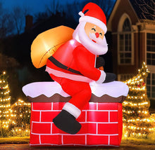 Cargar imagen en el visor de la galería, Inflable Santa Claus Chimenea Decoración Hogar Navidad 1.8m MOD SD-72933