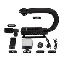 Cargar imagen en el visor de la galería, Kit estabilizador de soporte de Vlog de mano Universal para fotografía y Video, luz LED, micrófono, obturador remoto, cámara de teléfono, grabación de Video AY-49U MOD BBG-60368