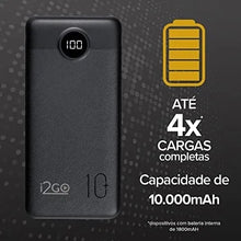 Cargar imagen en el visor de la galería, Pila emergencia turbo VEGER 10000mAh, 20W, 2 Saídas USB + 1 Saída/Entrada USB-C, Preto - PRO CARGA ULTRA RÁPIDA no se calienta alta calidad entradas c ligthing v8