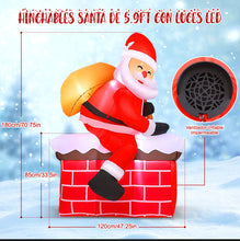 Cargar imagen en el visor de la galería, Inflable Santa Claus Chimenea Decoración Hogar Navidad 1.8m MOD SD-72933
