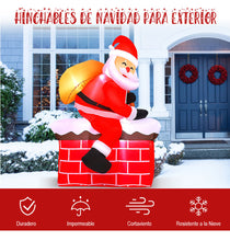 Cargar imagen en el visor de la galería, Inflable Santa Claus Chimenea Decoración Hogar Navidad 1.8m MOD SD-72933