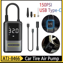 Cargar imagen en el visor de la galería, Compresor de aire eléctrico portátil para bicicleta y motocicleta, bomba inflable de neumáticos inalámbrica, USB tipo C, batería de 4000mAh, 150psi MOD 5626