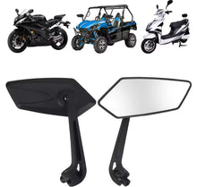 Cargar imagen en el visor de la galería, Espejo, retrovisor universal deportivo, moderno adaptador B-10mm color negro MOD RS-ESP-7003