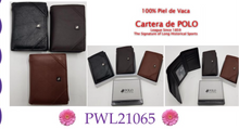 Cargar imagen en el visor de la galería, Cartera de cuero, piel para caballero, modelo polo