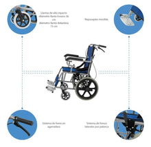 Cargar imagen en el visor de la galería, Silla De Ruedas Plegable Para Traslado C/freno En Agarradera MOD G3