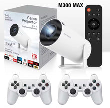 Cargar imagen en el visor de la galería, Proyector Consolas de juegos Retro M300 MAX, proyector de juegos 3D portátil Android 11 con dos asas RK3326 1080p BT5.4 4K, cine en casa inteligente MOD M300MAX
