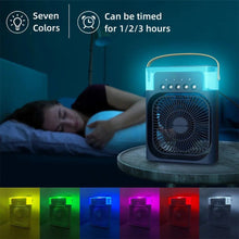 Cargar imagen en el visor de la galería, Ventilador 3 en 1 para el hogar, Enfriador de aire pequeño con luz LED nocturna, Humidificador portátil, ventilador de ajuste de aire para oficina y hogar, portatil MOD XY-01