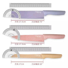 Cargar imagen en el visor de la galería, 6 pz Juego de cuchillos domésticos de paja de trigo, con tabla de picar utensilios de cocinaMOD RO-4