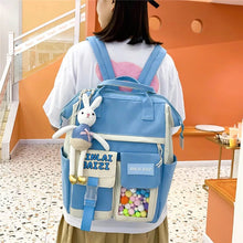 Cargar imagen en el visor de la galería, Conjunto de 4 unids/set de mochilas de lona para mujer, morral escolar para chicas adolescentes, mochila de viaje para estudiantes, mochila para ordenador portátil KAWAI MOD 316