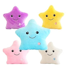 Cargar imagen en el visor de la galería, Almohada luminosa de 34CM para niños y niñas, cojín colorido con luz LED y diseño de estrellas vívidas, almohada de juguetes de felpa Cojines decorativos conestrella luz brillante para niños, muñecos de peluche de estrellas MOD L-2