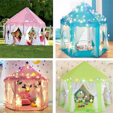 Cargar imagen en el visor de la galería, Castillo de princesas para niñas,casa de juegos portátil para niños, carpa plegable para bebés, juguetes para interiores y exteriore playa jardines CON LUZ MOD 10582-11
