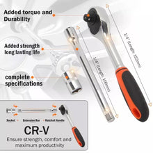 Cargar imagen en el visor de la galería, Acero al cromo-Vanadio llave Set 12 piezas de 1/2 "tomas Llave de trinquete con Kit de Conjunto 1 piezas varilla de extensión + 10 piezas enchufes Mod ART-18 - mychinashop.com