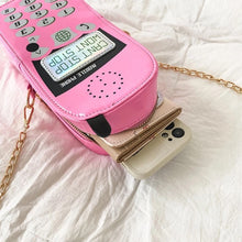 Cargar imagen en el visor de la galería, Bolso de moda 3d figura de celular Bolso con forma de teléfono móvil divertido para mujer, cadena pequeña, bolso de hombro tipo bandolera, Kawaii, impermeable, con dibujos animados, novedad MOD LH1241 Bolso de moda 3d figura de celular MOD LH1241
