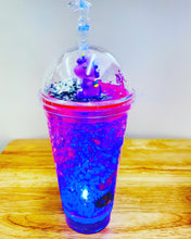 Cargar imagen en el visor de la galería, Vaso de LUZ unicornio con pajilla tapa para niños unicornio MOD XY-2105