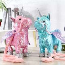 Cargar imagen en el visor de la galería, unicornio eléctrico para caminar, lindo unicornio con lentejuelas, Animal de peluche, música electrónica MOD BL-135