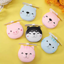 Cargar imagen en el visor de la galería, Mini ventilador portátil de verano para oficina recargable de mano con luz LED de dibujos animados de cerdo, Mini ventilador refrigerante, espejo de maquillaje MODELOS SURTIDOS - mychinashop.com