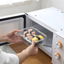 Cargar imagen en el visor de la galería, Juego de 3 pz hermético cristal Fiambrera portátil de vidrio transparente para almacenamiento de alimentos, contenedor escolar con calefacción por microondas, Bento Box,