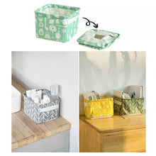 Cargar imagen en el visor de la galería, Cesta de almacenamiento de escritorio de lino, caja de almacenamiento de juguetes, cesta de ropa interior, organizador de cosméticos, organizador de papelería de oficina 16x20 cm MOD 6727