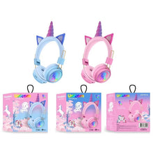 Cargar imagen en el visor de la galería, Auriculares inalámbricos para teléfono móvil, audífonos inalámbricos con montaje en la cabeza de burbuja de empuje ajustable, estéreo, Bluetooth, arco iris de descompresión portátil MOD AH-902A