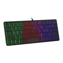 Cargar imagen en el visor de la galería, Miniteclado con cable K64, teclado luminoso de 3 colores para juegos, 64 teclas, retroiluminación RGB, para ordenador, Notebook y oficina