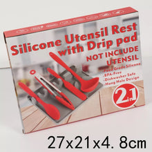 Cargar imagen en el visor de la galería, Soporte de cuchara de silicona 2 en 1, soporte de cuchara de mayor tamaño para la encimera de la estufa, reposapiés mejorado con almohadilla de goteo, incluye 5 ranuras y 1 cuchara