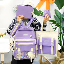 Cargar imagen en el visor de la galería, Mochilas escolares de lona para chicas adolescentes, Juego de 4 piezas, para estudiantes universitarios, para ordenador portátil, MOD 2018