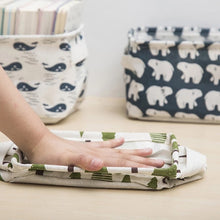 Cargar imagen en el visor de la galería, Cesta de almacenamiento de escritorio de lino, caja de almacenamiento de juguetes, cesta de ropa interior, organizador de cosméticos, organizador de papelería de oficina 16x20 cm MOD 6727