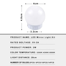 Cargar imagen en el visor de la galería, Lámpara LED USB de 5V para tocador, interruptor con Sensor táctil, regulable, para maquillaje, espejo de pared, Bombilla para tocador, mesa de maquillaje,