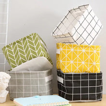 Cargar imagen en el visor de la galería, Cesta de almacenamiento de escritorio de lino, caja de almacenamiento de juguetes, cesta de ropa interior, organizador de cosméticos, organizador de papelería de oficina 16x20 cm MOD 6727