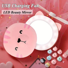 Cargar imagen en el visor de la galería, Mini ventilador portátil de verano para oficina recargable de mano con luz LED de dibujos animados de cerdo, Mini ventilador refrigerante, espejo de maquillaje MODELOS SURTIDOS - mychinashop.com
