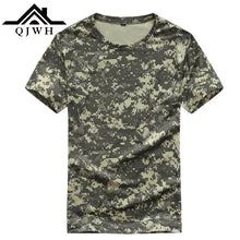 Cargar imagen en el visor de la galería, Nueva camiseta de camuflaje para caza al aire libre transpirable para hombres, camiseta de combate Dry Sport Camo Camp UNITALLA negra café beige camuflaje colores surtidos - mychinashop.com