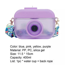 Cargar imagen en el visor de la galería, Botella de agua de plástico con pajita para niños, tetera con cámara, portátil, anticaída, para exteriores, 400ml MOD 2101