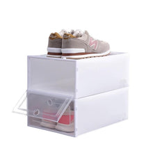 Cargar imagen en el visor de la galería, Caja para almacenamiento de zapatos, organizador de zapatos apilable de plástico, color blanco transparente, plegable, cubierta antipolvo, F3, 1 unidad - mychinashop.com